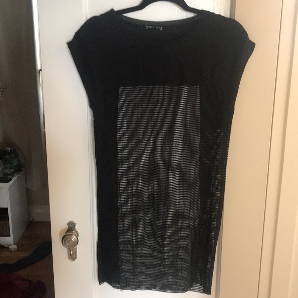 Zara black mesh dress with beige slip dress